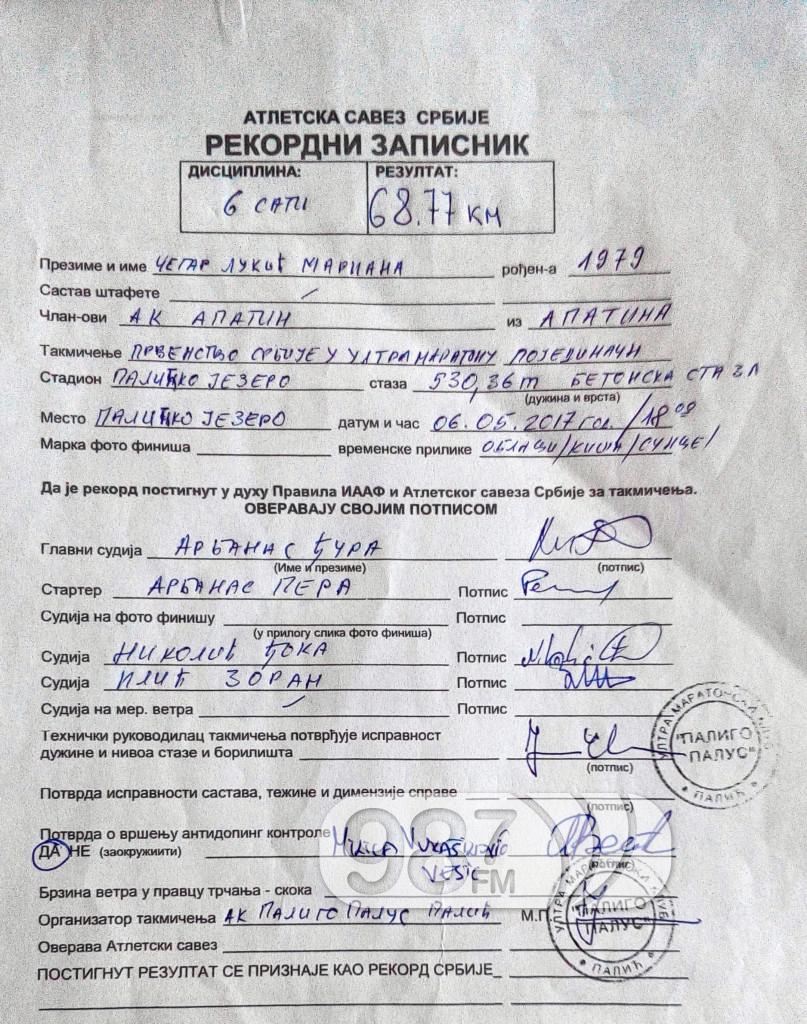 Zapisnik o obaranju državnog rekorda